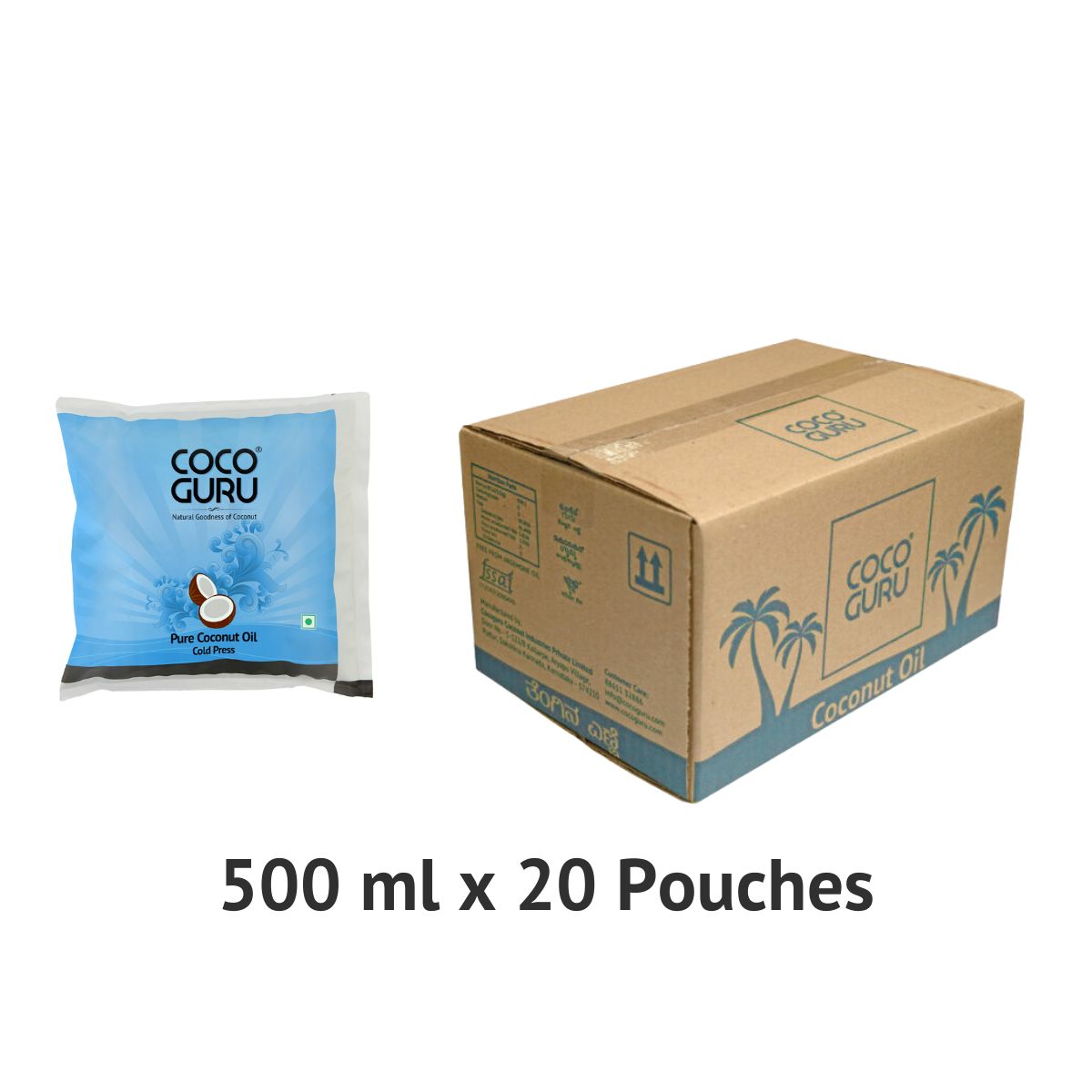 Cold Pressed Coconut Oil Pouch 500 ml - 10 litres Box